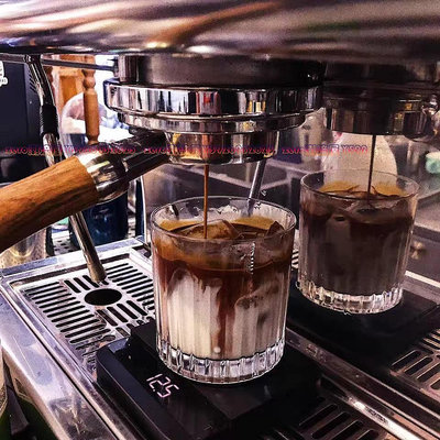 咖啡廳玻璃杯子豎條紋冰拿鐵咖啡杯復古卡布杯拉花杯奶茶杯300ml-zero潮流屋