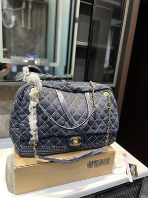 【二手包包】Chanel 香奈兒丹寧旅行包機場包上街超炸 真的太時髦了 95年的雜志款 容量很充足 高級刺繡 NO.27423