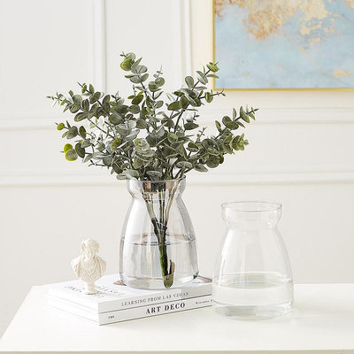 北歐創意玻璃花瓶客廳插花小擺件台辦公室桌面裝飾品家用簡約花器淺語微微笑
