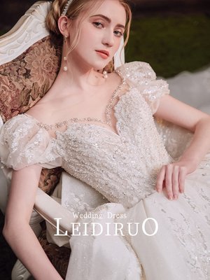 現貨熱銷-蕾蒂若《夢香》法式夏季主婚紗2021新款新娘簡約氣質超仙拖尾禮服