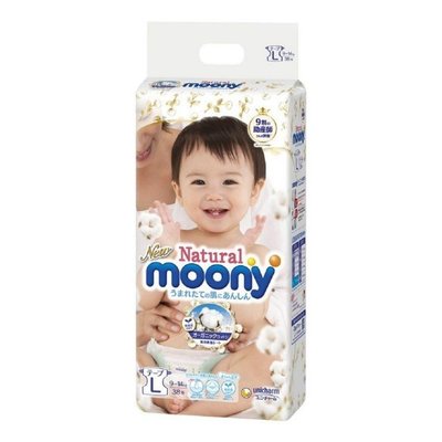 (漾霓)-代購~Natural Moony 日本頂級版紙尿褲 黏貼型L號-152片-123145 (代購商品下標詢問現貨