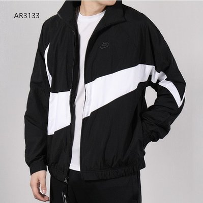【熱賣精選】nike big swoosh jacket 黑白 大勾 風衣 立領外套 AR-LK9923