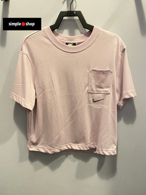 【Simple Shop】NIKE NSW SWOOSH 短版 口袋 立體小勾 短袖 粉色 女款 CZ8912-576