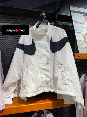 【Simple Shop】NIKE SWOOSH 雙勾 反車線 運動外套 復古 外套 白色 女款 DD5585-100