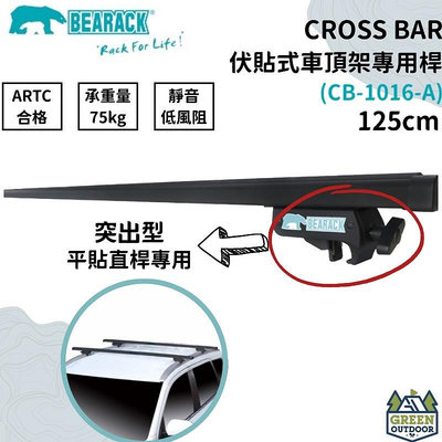 【綠色工場】Bearack 熊牌 CB-1016-A 125 cm 伏貼式車頂架專用桿(黑) 車頂架 橫桿 行李架 台灣製