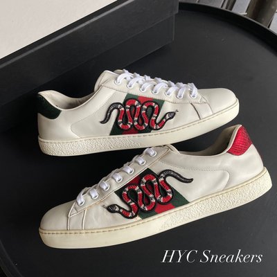 [HYC] GUCCI SNEAKERS ACE 刺繡 珊瑚蛇 皮革 運動鞋 小白鞋 G10 裸鞋