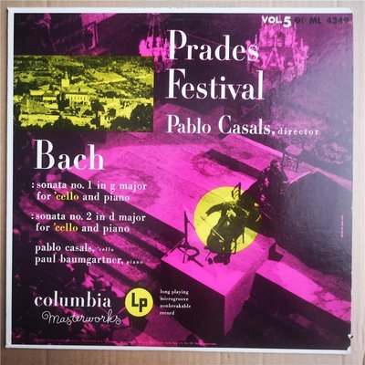 卡薩爾斯 大提琴 - 巴赫 第1,2 大提琴鋼琴奏鳴曲 LP 黑膠