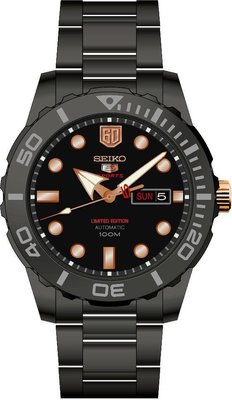 【金台鐘錶】SEIKO 精工 精工5號盾牌60周年限定款 黑x玫瑰金 SRPA33 SRPA33K1