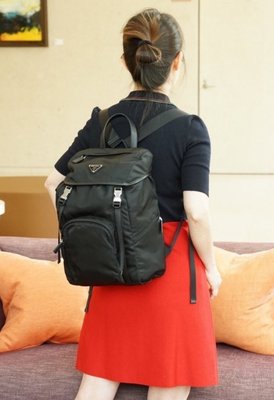 Prada 1BZ039 backpack 黑旅行包 中型超纖後背包 黑