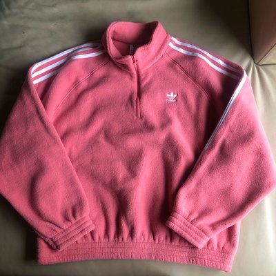 [品味人生]保證全新正品 Adidas  粉紅色 女用  立領  毛巾布  外套 長袖T恤   oversize