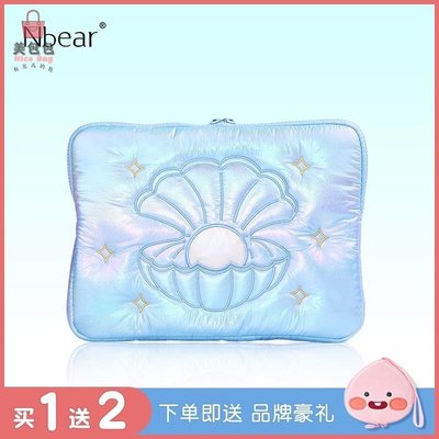 【新款】Nbear韓國原創ipadpro2020收納包刺繡羽絨平板電腦手提保護內膽包