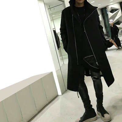 羅崴森林] 現貨6折RICK OWENS FW16 TUBEWAY COAT黑色高立領不對稱拉鍊