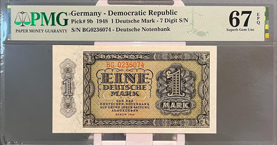 1948年德國1馬克 PMG67E 亞軍分 更高分僅兩枚 稀 錢幣 紙幣 紙鈔【悠然居】616