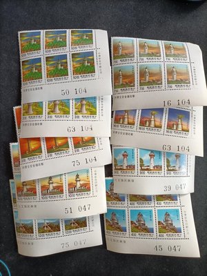 B68，78年台灣燈塔郵票，11張六方連，或帶廠銘中央印製廠或版號，好品相見圖，面值720元。