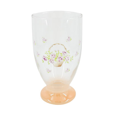 Vintage+。復古家。日本製 imane 。花籃 玫瑰 rose 玻璃 水杯 玻璃杯 杯子 (335ml)(特價)