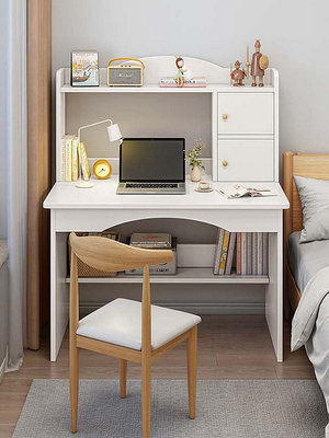 電腦桌台式臥室書桌家用小學生書架一體簡易學習桌椅辦公寫字桌子