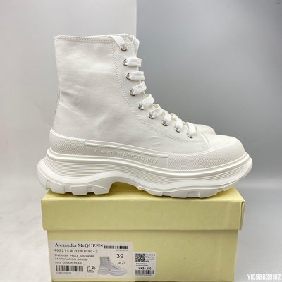 【明朝運動館】·Alexander McQueen sneakers 白色高幫白鞋 短靴厚底 女鞋耐吉 愛迪達