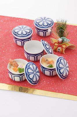 5入 日本製有田燒附蓋 瓷器 茶碗蒸碗 茶具組