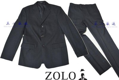 日式 合身 ZOLO 銀行最愛款 面試 成套西裝 黑色 藍色 條紋 外套 西裝褲 L號《ZA25》