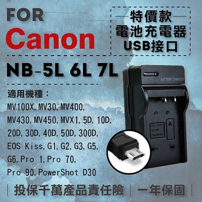 趴兔@超值USB充 隨身充電器 for Canon NB-6L 行動電源 戶外充 體積小 一年保固
