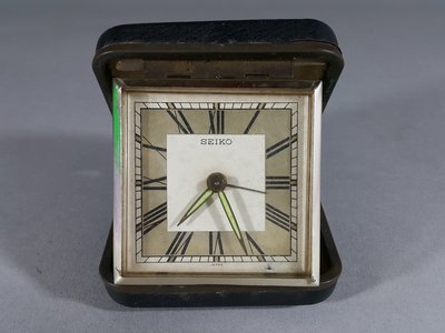 [銀九藝]  早期日本製 SEIKO 旅行鬧鐘 古董機械鐘 發條鐘 (34)