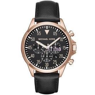 特賣- 潮牌Michael Kors/MK8535 皮錶帶三眼計時 男錶女錶 多功能手錶 歐美時尚 海外