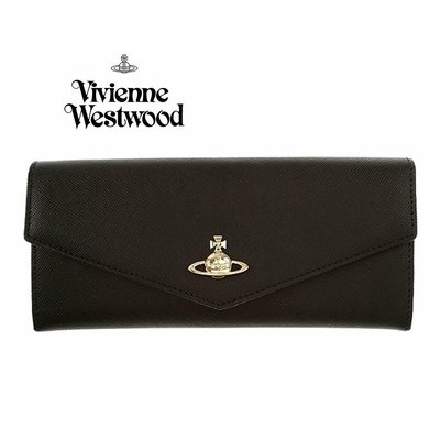 Vivienne Westwood (黑色)  信封型 真皮防刮壓紋 長夾 皮夾 零錢包可獨立取出使用 ｜100%全新正品｜特價