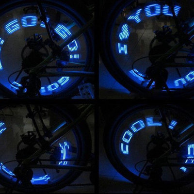 【現貨】經典自行車網紅字母變換風火輪單車氣門芯燈7LED氣嘴燈適合英美嘴