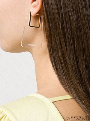 【WEEKEND】 CULT GAIA J-shaped 大尺寸 透明 缺口 一對 耳環