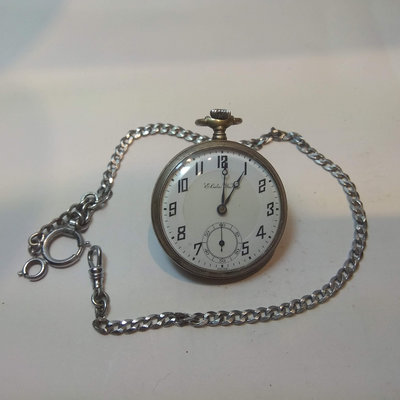 【古錶傳承】瑞士 Elida 古董懷錶 手上鏈 白瓷面 藍鋼寶璣針 小秒針 掀蓋銀殼 900 金屬錶鏈 無底價 標多少都賣！