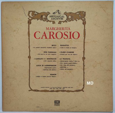 黑膠唱片 Margherita Carosio - Betly, Don Pasquale, Manon etc.