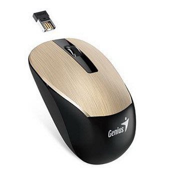 促銷價 / Genius NX-7015 時尚髮絲紋/ 藍光無線滑鼠 ( 金色 )贈送電競鼠墊