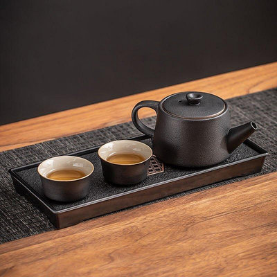 黑陶功夫茶具套裝 家用迷你茶盤小型辦公室個人專用泡茶壺 小套茶杯 可開發票