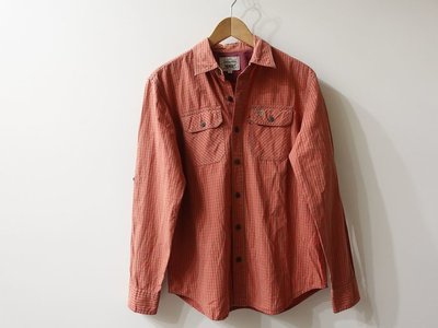 美國品牌 LEVI'S 橘紅格紋 純棉 長袖襯衫 M號