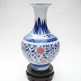INPHIC-ZF-B403 景德鎮陶瓷 青花瓷 青花釉裏紅直筒爽瓶陶瓷花瓶 擺飾