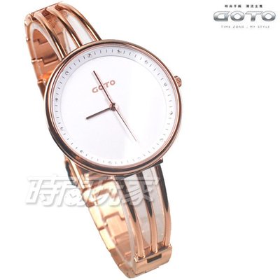 GOTO Marine 海洋系列 閃耀亮鑽時尚手錶 纖細手環錶 玫瑰金電鍍x白 女錶 GS2096L-44-241