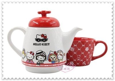 ♥小公主日本精品♥ Hello Kitty 7-11集點商品 經典美好年代 經典偶像變裝系列 下午茶杯壺組 限量商品