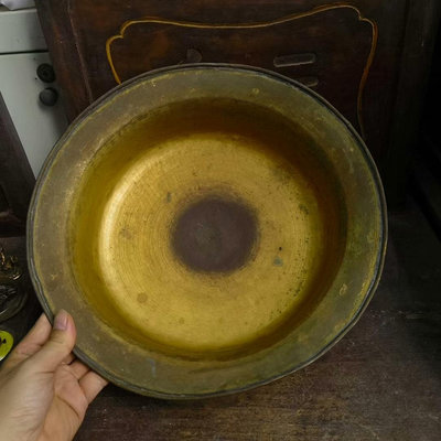 【二手】鎏金銅盆，這個就小說里常道的金盆洗手了[呲牙]，見過非常多的24717【元明清古玩】 古董 老貨 擺件