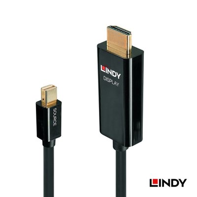 LINDY 林帝 40913 - 主動式MINI DISPLAYPORT TO HDMI 2.0 轉接線 3M