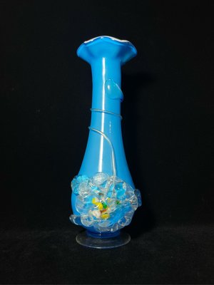 【藏拙堂】現貨 早期玻璃花瓶（水藍色、完整）高27cm