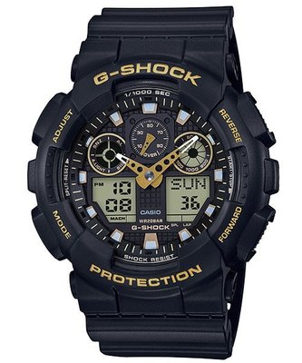 【金台鐘錶】CASIO卡西歐G-SHOCK超人氣雙顯錶 耐衝擊(黑金)GA-100GBX-1A9 GA-100GBX