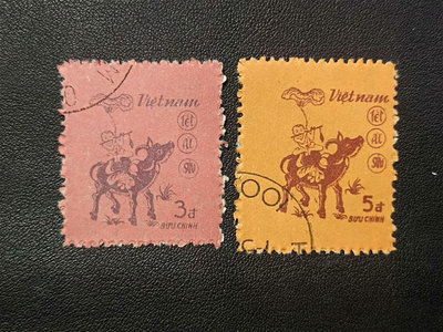 【二手】第一套越南官方發行的牛年生肖郵票《橫笛放牛圖》一枚全，銷 郵票 錢幣 收藏幣 【伯樂郵票錢幣】-268