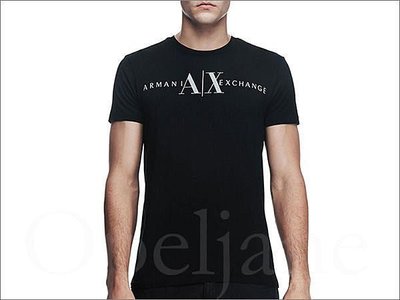 官網真品 Armani Exchange AX 阿曼尼黑色A|X LOGO文字純棉短T潮T恤M號XS S L缺貨 免運費
