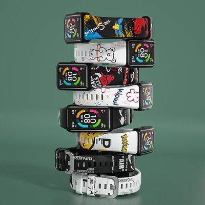 卡通印花 硅膠錶帶 適用於 華為手環6 Huawei Band 6 / 榮耀手環6 替換腕帶 華為智能手錶帶 替換帶