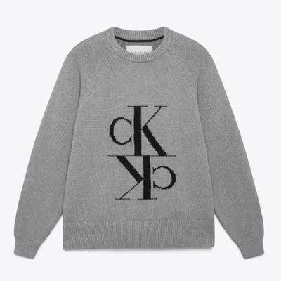 Calvin Klein Jeans Mirrored Monogram Sweater CK 灰色毛衣 衛衣 大學T