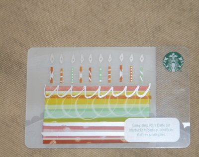 starbucks 星巴克 隨行卡 儲值卡 法國 2016生日蛋糕 蠟燭 生日快樂 限量 隨行卡 儲值卡 卡片 收集