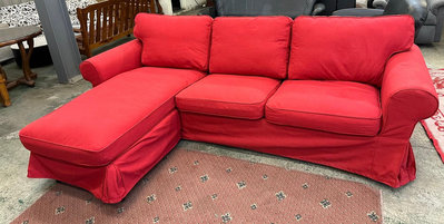 盡其用二手家具生活館  喜氣洋洋IKEA-L型沙發組(整組可拆洗、L無法換邊)/L型沙發 自取價3800