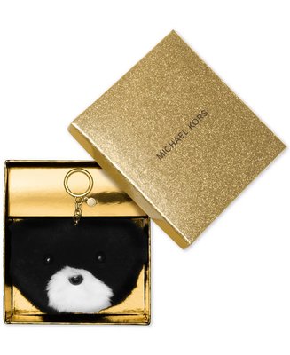 美國名牌Michael Kors Bear Pom Pom Fob專櫃款真皮毛絨玩具熊鑰匙吊飾現貨在美特價$2680含郵