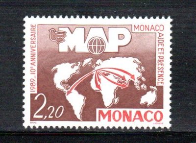 【流動郵幣世界】摩納哥1989年MPA人道救援組織成立10週年郵票