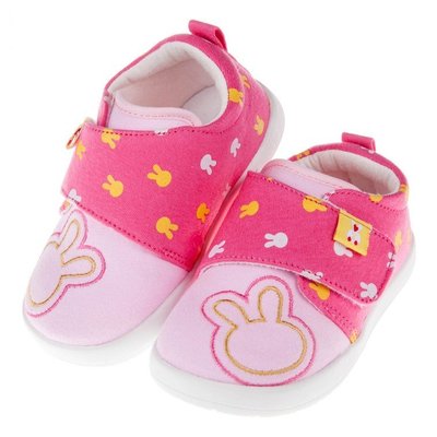 童鞋(13.5~15.5公分)可水洗俏麗兔桃色布質寶寶學步鞋'O7N607H